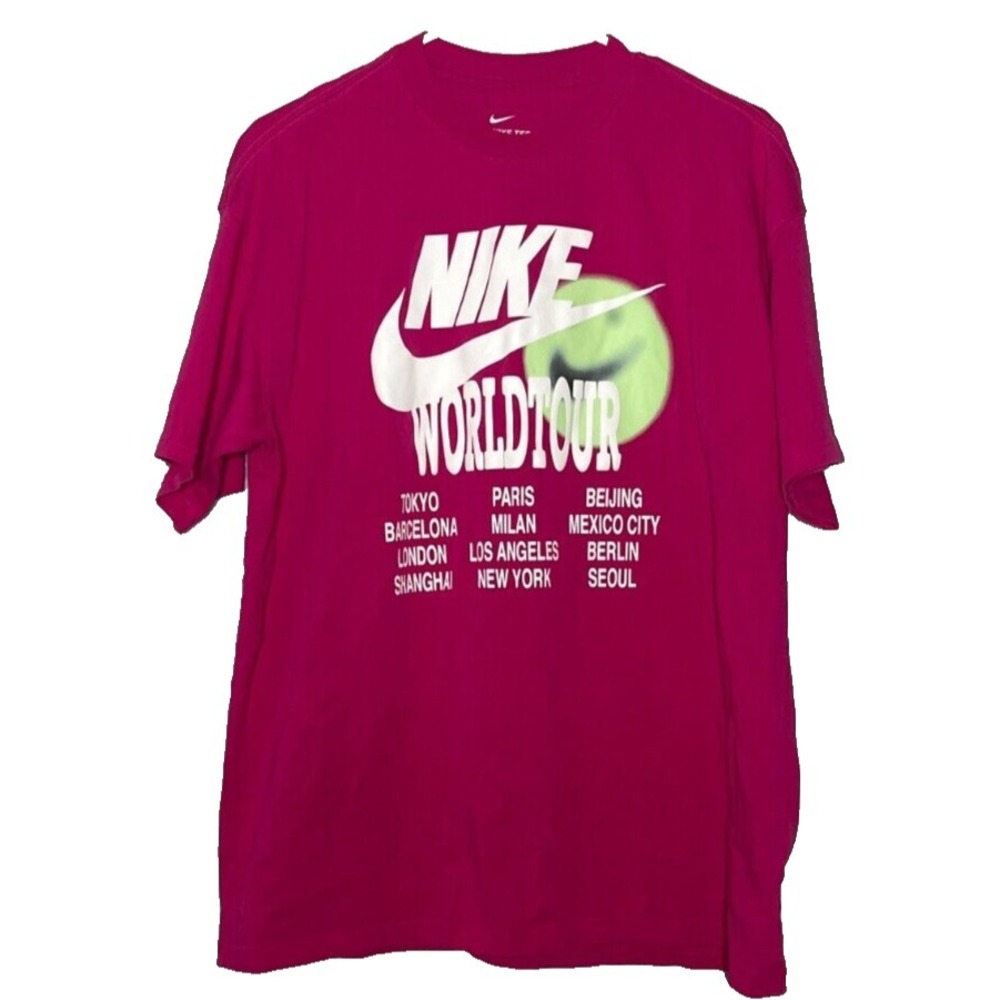 Nike Sportswear SNW World Tour T Shirt Adult Large Pink Tokyo NYC Paris Glow